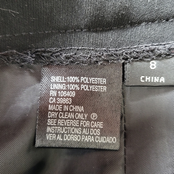 Tahari ASL Midi Skirt Suit Size 8 Black Snap Closure Slip Pockets Side Slit - Picture 12 of 13